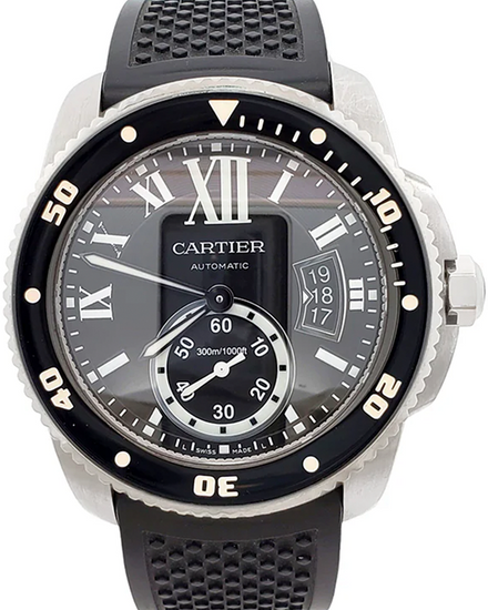 Cartier Calibre de Cartier Diver 42MM Black Dial Rubber Strap (W7100056)
