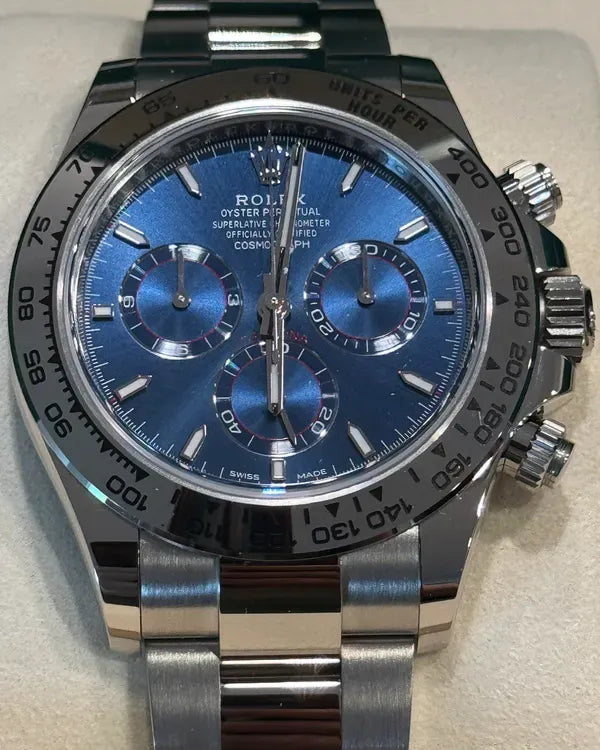 2025 Rolex Cosmograph Daytona 40MM Blue Dial White Gold Oyster Bracelet (126509)