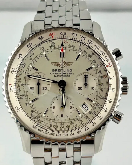 Breitling Navitimer Chronometer 41MM Silver Dial Steel Bracelet (A23322)