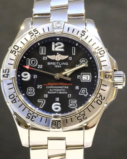 No Reserve - Breitling Superocean 42MM Black Dial Steel Bracelet (A17360)