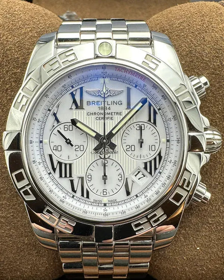 2010 Breitling Chronomat 44MM White Dial Steel Bracelet (AB011012/A690)