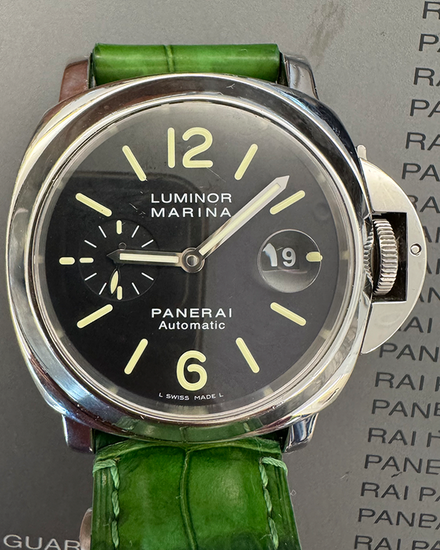 Panerai Luminor Marina Acciaio 44MM Black Dial Leather Strap (PAM00104)