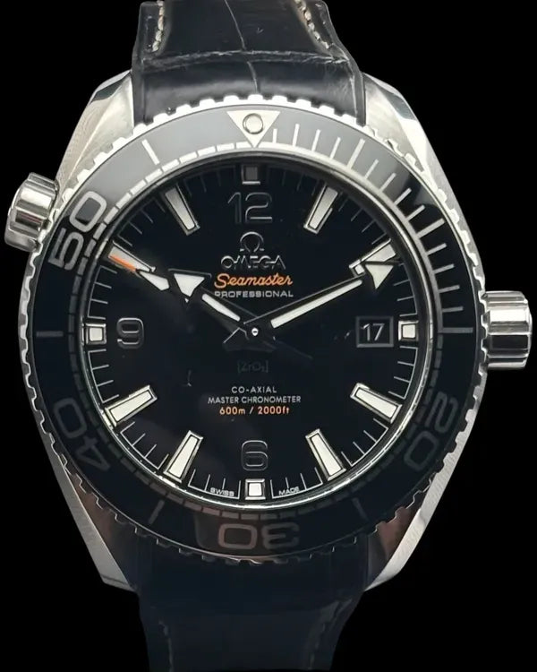 2020 Omega Seamaster Planet Ocean 600M 43.5MM Black Dial Leather Strap (215.33.44.21.01.001)