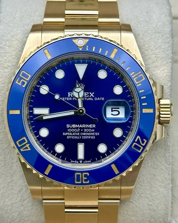 2022 Rolex Submariner Date 41MM Blue Dial Yellow Gold Oyster Bracelet (126618LB)