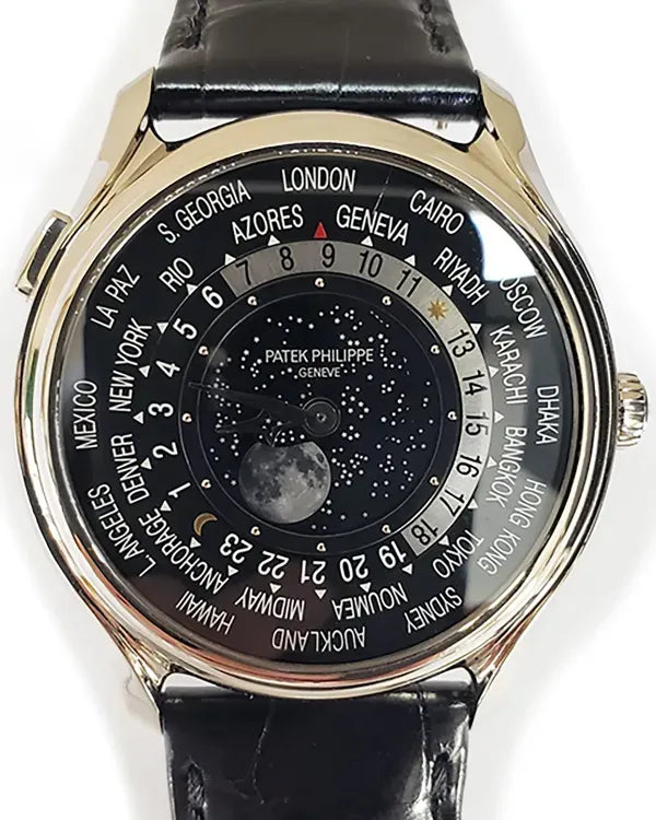 2015 Patek Philippe World Time "175th Anniversary" L.E. 39.8MM Black Dial Leather Strap (5575G-001)
