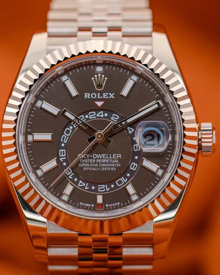 2025 Rolex Sky-Dweller 42MM Brown Dial Rose Gold Jubilee Bracelet (336935)