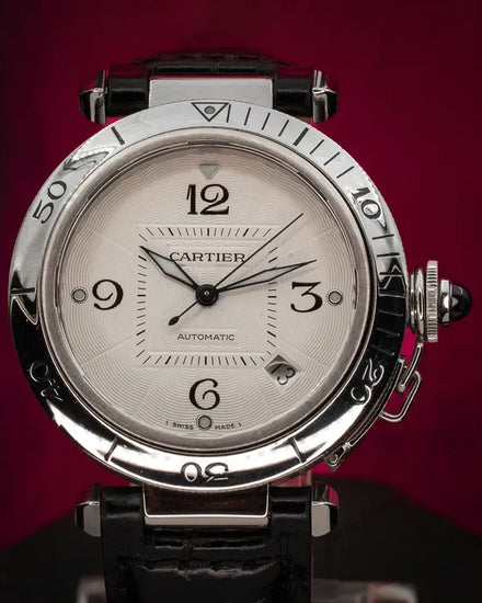 Cartier Pasha De Cartier 38MM Silver Dial Leather Strap (W3105955)