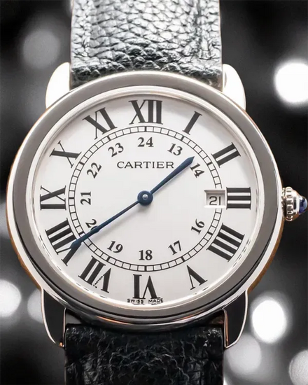 Cartier Ronde De Cartier 36MM Quartz Silver Dial Leather Strap (W6700255)