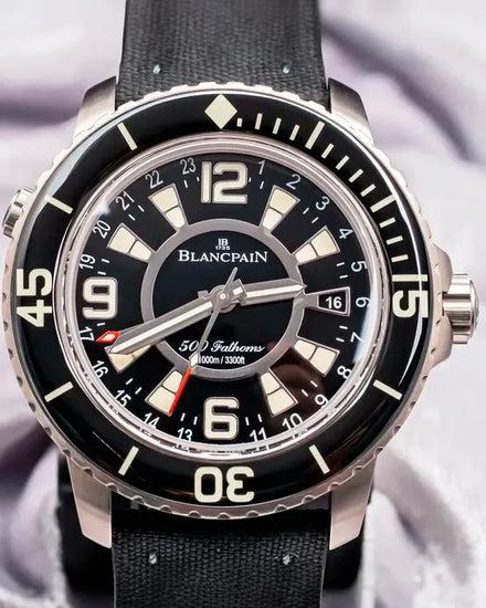 Blancpain Fifty Fathoms 500 Fathoms GMT L.E. 48MM Black Dial Textile Strap (50021-12B30-52B)