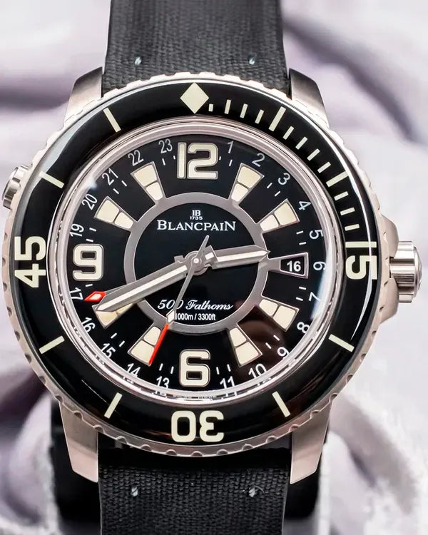 Blancpain Fifty Fathoms 500 Fathoms GMT L.E. 48MM Black Dial Textile Strap (50021-12B30-52B)