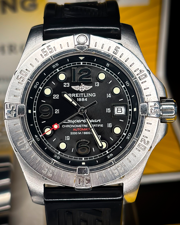 2007 Breitling Superocean Steelfish 44MM Black Dial Rubber Strap (A17390)