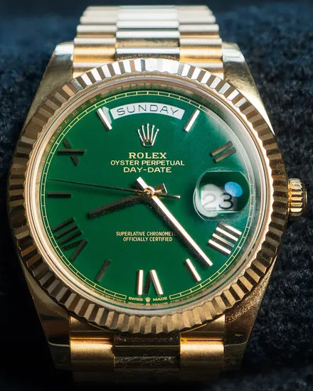 Rolex Day-Date 40MM Green Dial Yellow Gold President Bracelet (228238)