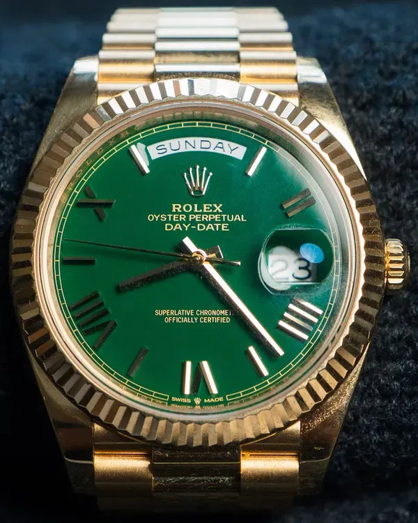 Rolex Day-Date 40MM Green Dial President Yellow Gold Bracelet (228238)