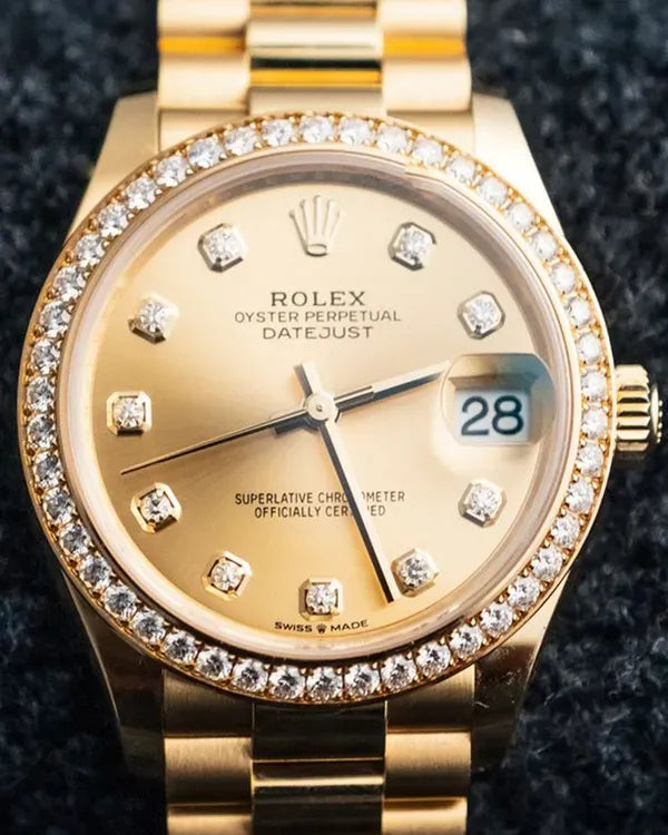 2025 Rolex Datejust 31MM Champagne Dial Yellow Gold President Bracelet (278288RBR)