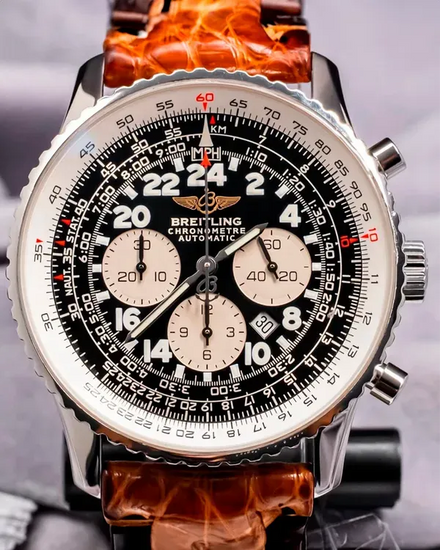 Breitling Navitimer Cosmonaute 24H 41MM Black Dial Leather Strap (A22322)