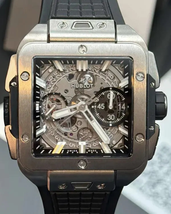 2023 Hublot Square Bang Unico Skeleton 42MM Skeleton Dial Rubber Strap (821.NM.0170.RX)