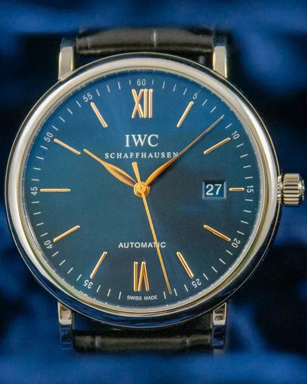 2021 IWC Schaffhausen Portofino 40MM Blue Dial Leather Strap (IW356523)