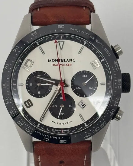 2021 Montblanc Timewalker Manufacture Chronograph 43MM White Dial Leather Strap (118488)