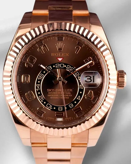 2017 Rolex Sky-Dweller 42MM Chocolate Dial Rose Gold Oyster Bracelet (326935)