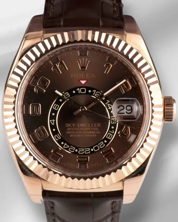 Rolex Sky-Dweller 42MM Chocolate Dial Leather Strap (326135)