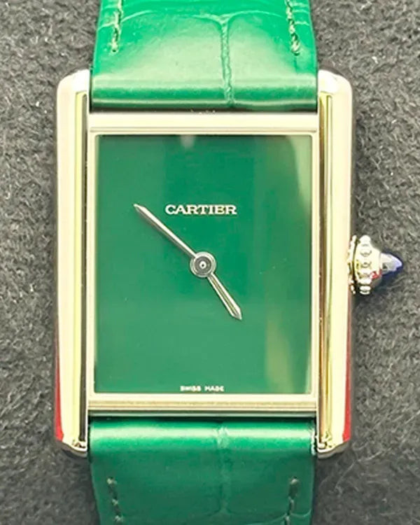 2025 Cartier Tank Must de Cartier 22.5MM Quartz Green Dial Leather Strap (WSTA0115)