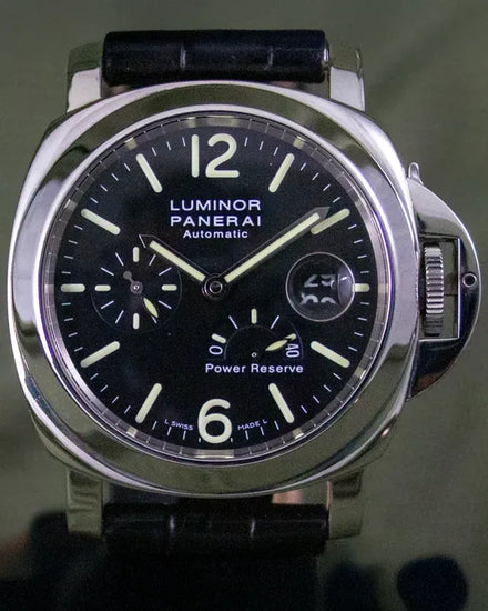 2008 Panerai Luminor Power Reserve 44MM Black Dial Leather Strap (PAM00090)