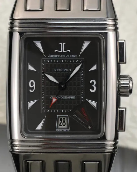 Jaeger-LeCoultre Reverso Gran Sport 28MM Black Dial Steel Bracelet (295.8.59)