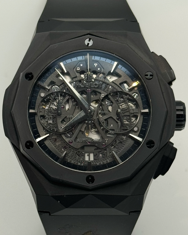 2018 Hublot Classic Fusion Aerofusion Chronograph "Orlinski Black Ceramic" L.E. 45MM Skeleton Dial Rubber Strap (525.CI.0119.RX.ORL18)