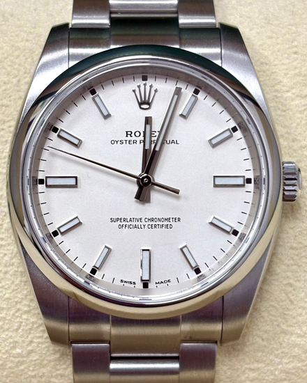 Rolex Oyster Perpetual 34MM White Dial Oyster Bracelet (114200)