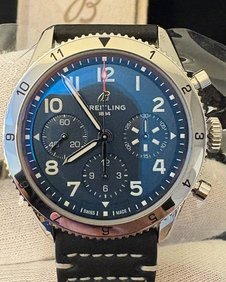 2024 Breitling Classic Avi Chronograph 42MM Blue Dial Leather Strap (A233801A1C1X1)