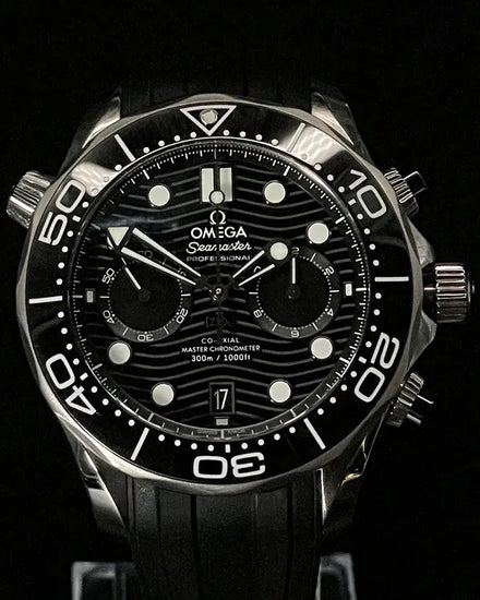 2021 Omega Seamaster Diver 300M Chronograph 44MM Black Dial Rubber Strap (210.32.44.51.01.001)
