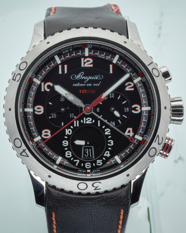 Breguet Type XXII Flyback Chronograph 44MM Black Dial Leather Strap (3880ST/H2/SX0)
