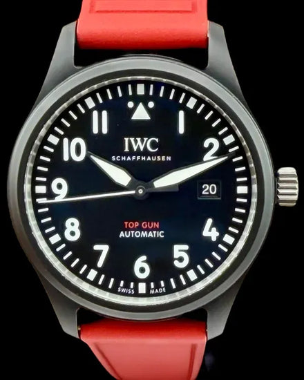 2020 IWC Schaffhausen Pilot Top Gun 41MM Black Dial Rubber Strap (IW326901)