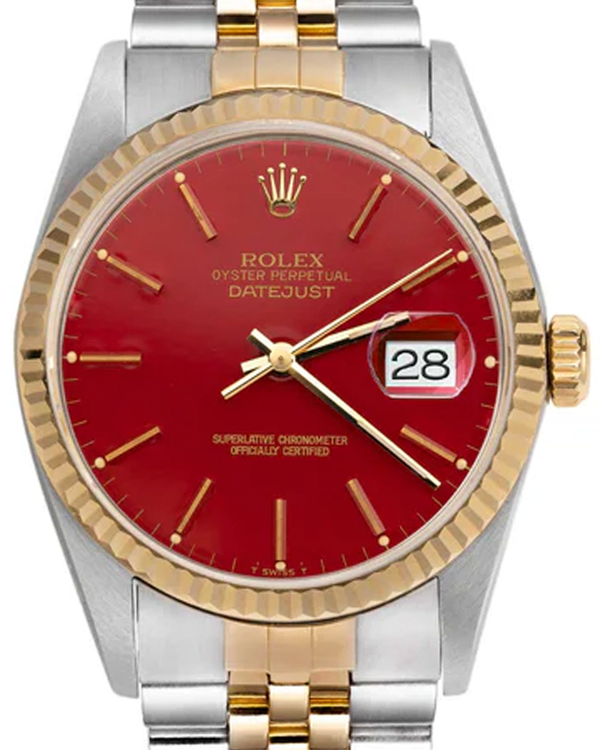 Rolex Datejust 36MM Aftermarket Red Dial Two-Tone Jubilee Bracelet (16233)
