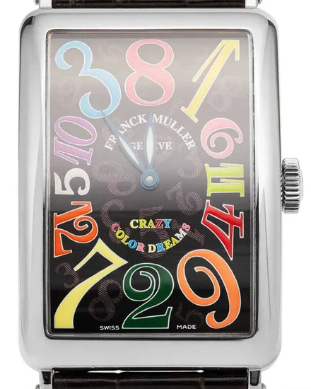 Franck Muller Long Island Crazy Hours 32MM Black Dial Leather Strap (1200 CH)