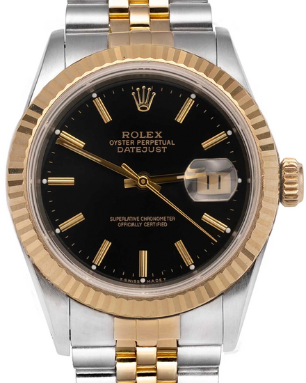 1989 Rolex Datejust 36MM Black Dial Two-Tone Jubilee Bracelet (16233)