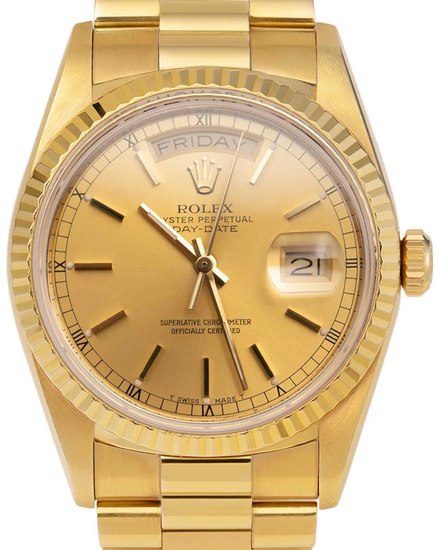 Rolex Day-Date 36MM Champagne Dial Yellow Gold President Bracelet (18038)
