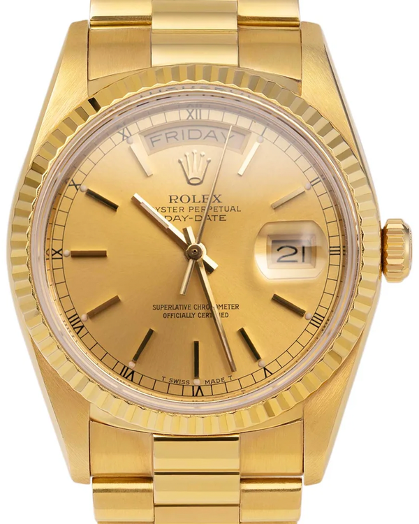 Rolex Day-Date 36MM Champagne Dial Yellow Gold President Bracelet (18038)