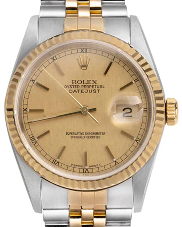 Rolex Datejust 36MM Champagne "Linen" Dial Two-Tone Jubilee Bracelet (16233)