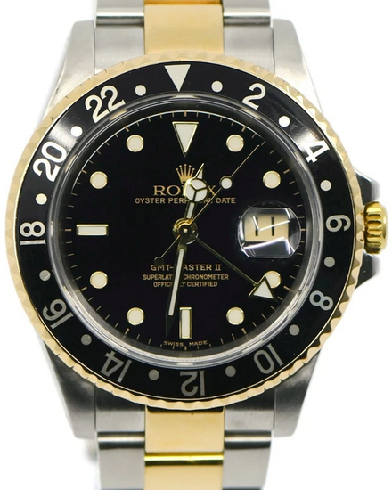 2000 Rolex GMT-Master II 40MM Black Dial Two-Tone Oyster Bracelet (16713)
