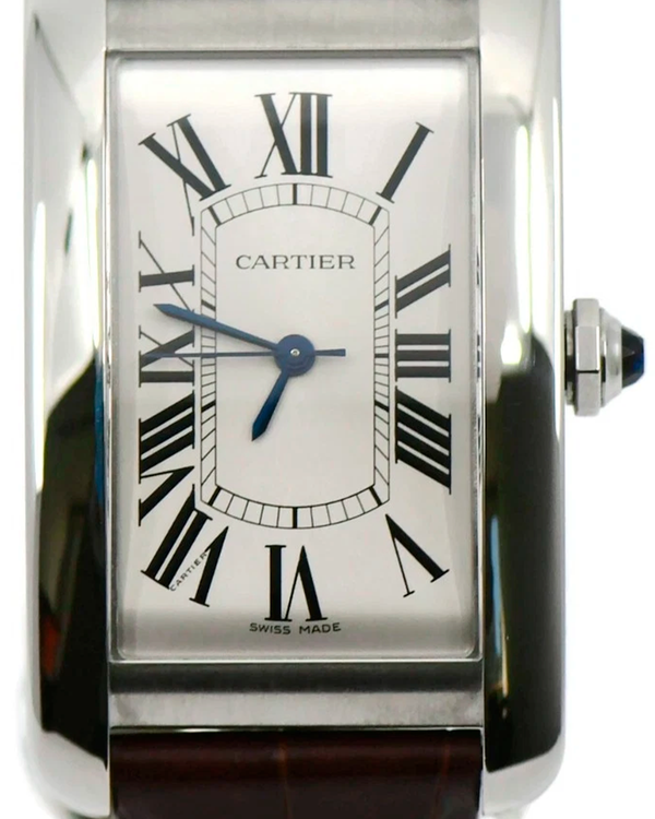 Cartier Tank Americaine 27MM Silver Dial Leather Strap (WSTA0045)