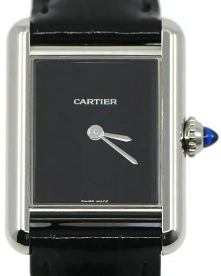 2025 Cartier Tank Must De Cartier 22MM Quartz Black Dial Leather Strap (WSTA0071)