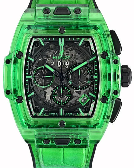 Hublot Spirit Of Big Bang Green Saxem 42MM Skeleton Dial Leather Strap (642.JG.0190.RT)