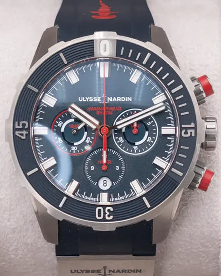 Ulysse Nardin Diver Chronograph "Hammerhead Shark" L.E. 44MM Blue Dial Rubber Strap (1503-170LE-3/93-HAMMER)