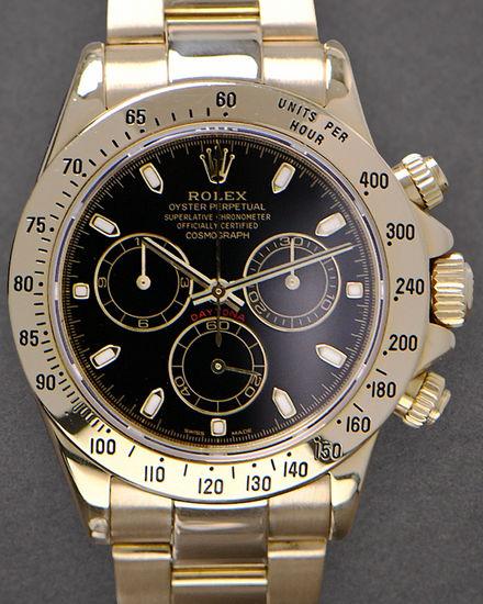 2008 Rolex Cosmograph Daytona 40MM Black Dial Yellow Gold Oyster Bracelet (116528)