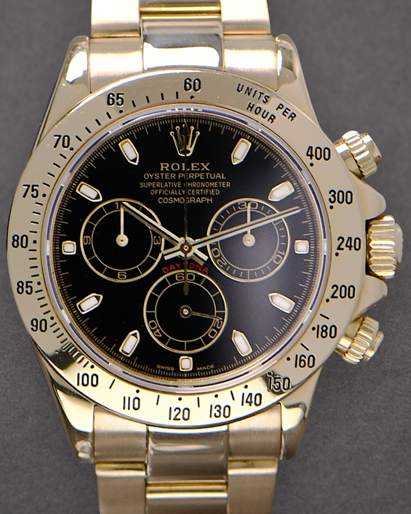 2008 Rolex Cosmograph Daytona 40MM Black Dial Yellow Gold Oyster Bracelet (116528)