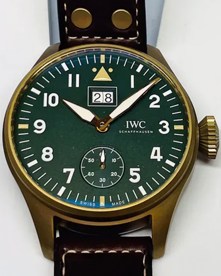 2021 IWC Schaffhausen Pilot Big Date Spitfire "Mission Accomplished" L.E. 46.2MM Green Dial Leather Strap (IW510506)