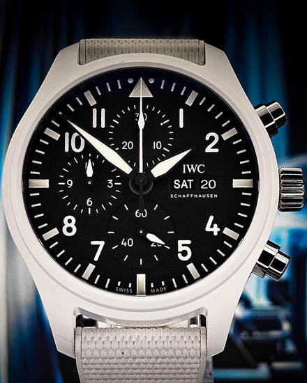 2024 IWC Schaffhausen Pilot Chronograph Top Gun "Lake Tahoe" 44.5MM Black Dial Rubber Strap (IW389105)