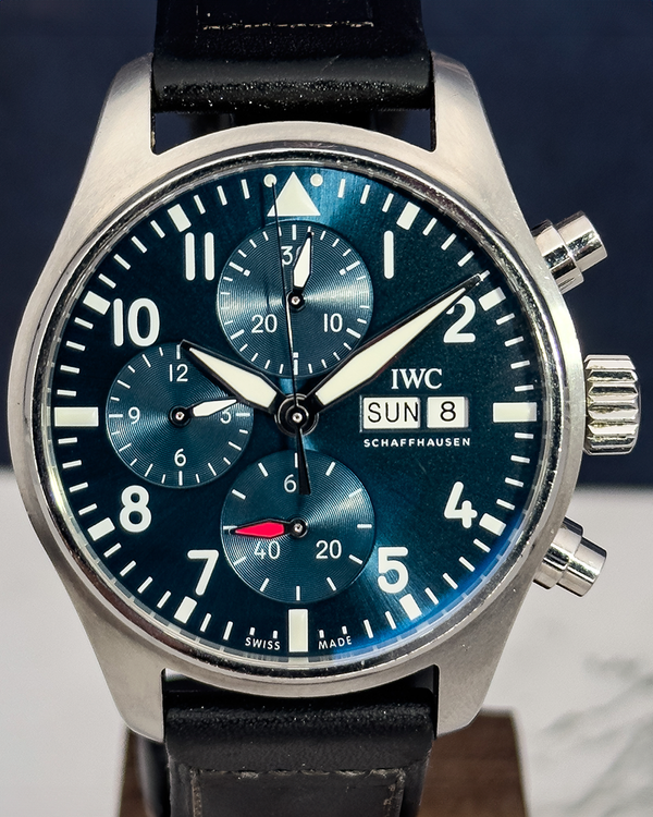 IWC Schaffhausen Pilot Chronograph 41MM Blue Dial Leather Strap (IW388101)