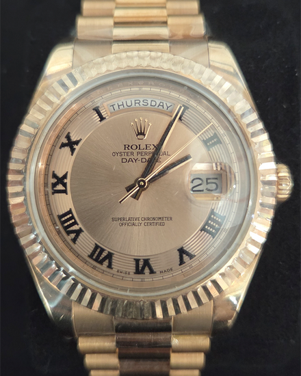 Rolex Day-Date II 41MM Sundust Dial Rose Gold President Bracelet (218235)